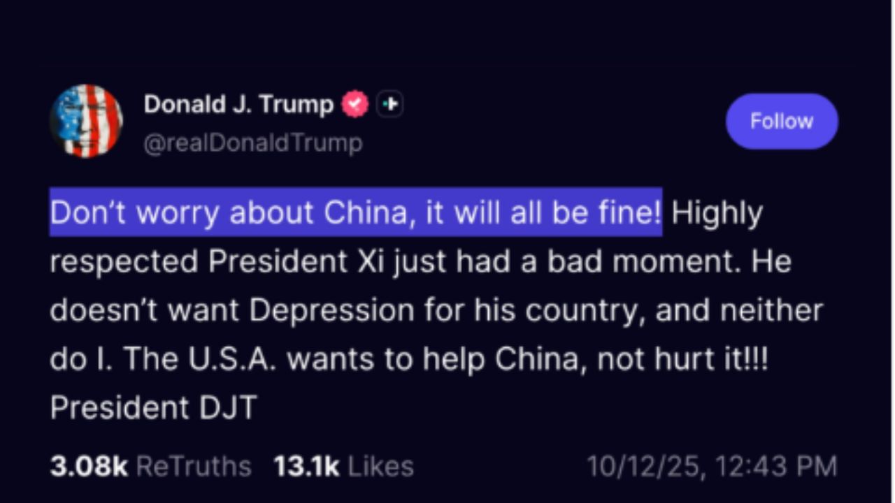 President Trump wrote a post on Truth Social.