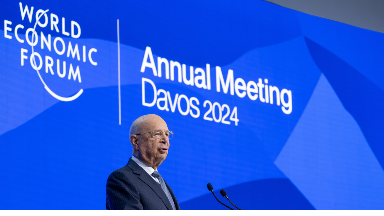 Klaus Schwab speaking at the World Economic Forum Annual Meeting 2024 in Davos Switzerland